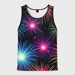 Майка-безрукавка мужская Стилизованный праздничный салют, цвет: 3D-черный