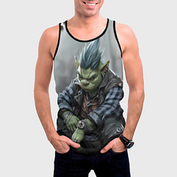 Майка-безрукавка мужская Шрек панк с цепочкой, цвет: 3D-черный — фото 2