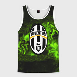 Майка-безрукавка мужская Ювентус зеленый дым, цвет: 3D-белый