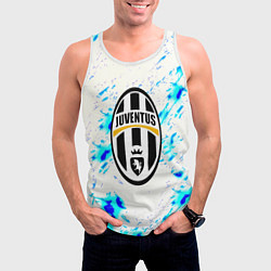Майка-безрукавка мужская Ювентус голубые краски, цвет: 3D-белый — фото 2