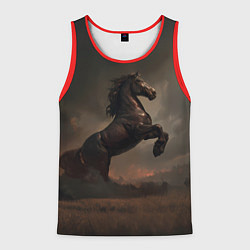 Майка-безрукавка мужская Лошадь встает на дыбы, цвет: 3D-красный
