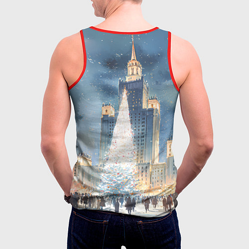 Мужская майка без рукавов Новый год в Москве / 3D-Красный – фото 4