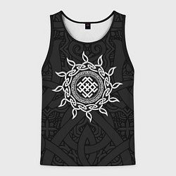 Майка-безрукавка мужская Славянский оберег белобог и этнический орнамент, цвет: 3D-черный