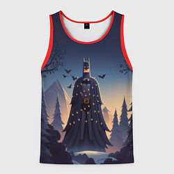 Майка-безрукавка мужская Новогодний Бэтмен, цвет: 3D-красный