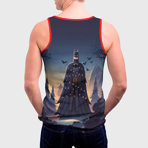 Мужская майка без рукавов Новогодний Бэтмен / 3D-Красный – фото 4