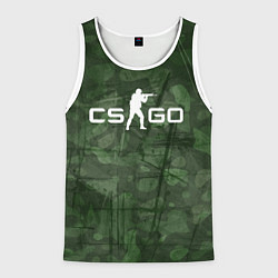 Майка-безрукавка мужская Эмблема CS GO на камуфляжном фоне, цвет: 3D-белый