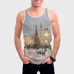 Майка-безрукавка мужская Новогодние гуляния в Москве, цвет: 3D-белый — фото 2