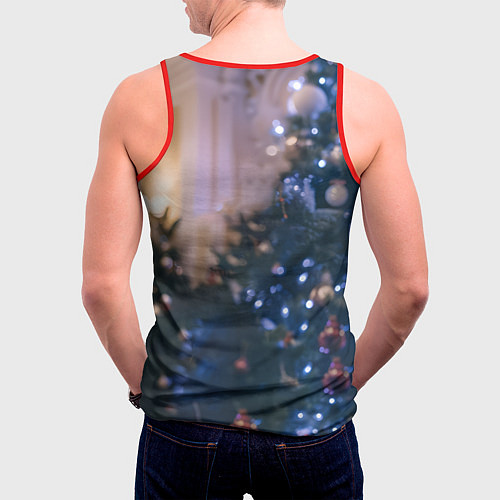 Мужская майка без рукавов Плюшевая новогодняя лошадь / 3D-Красный – фото 4