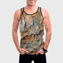 Майка-безрукавка мужская Старая штукатурка на стене - абстракция, цвет: 3D-черный — фото 2