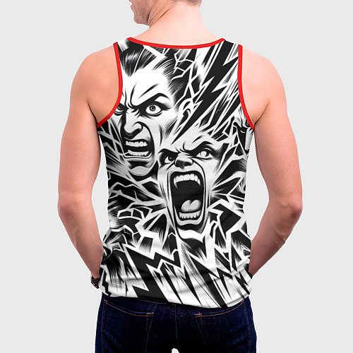 Мужская майка без рукавов Свирепые лица и молнии - нейроарт / 3D-Красный – фото 4