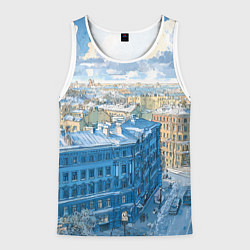 Майка-безрукавка мужская Зимний утренний Питер, цвет: 3D-белый