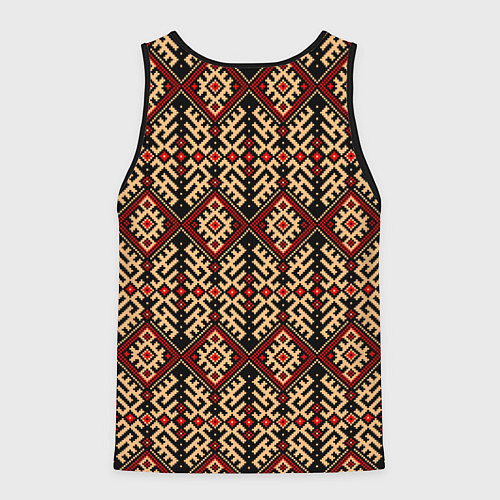 Мужская майка без рукавов Славянский вышивной орнамент макошь / 3D-Черный – фото 2