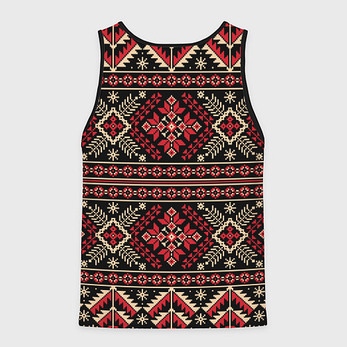 Мужская майка без рукавов Этнический славянский орнамент / 3D-Черный – фото 2