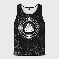 Майка-безрукавка мужская Валькнут и символы в круге, цвет: 3D-черный