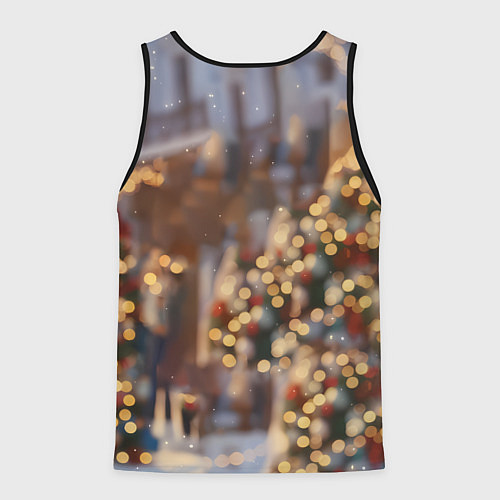 Мужская майка без рукавов Блондинка с новогодней лошадкой / 3D-Черный – фото 2