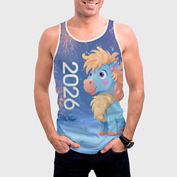 Майка-безрукавка мужская Милая лошадка 2026, цвет: 3D-белый — фото 2