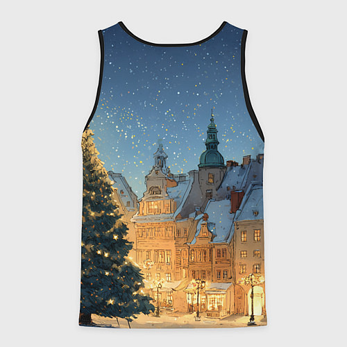Мужская майка без рукавов Новый год в старом городе / 3D-Черный – фото 2