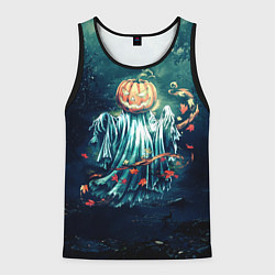 Майка-безрукавка мужская Тыква призрак, цвет: 3D-черный