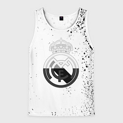 Майка-безрукавка мужская Реал Мадрид черно белые краски, цвет: 3D-белый