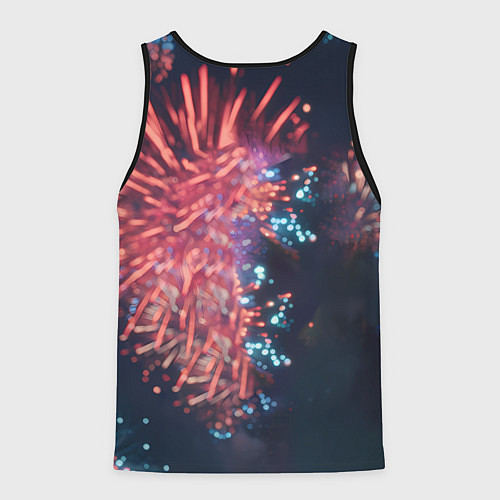 Мужская майка без рукавов Лошадь с подарком на фоне салюта / 3D-Черный – фото 2