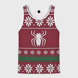 Майка-безрукавка мужская Рождественский свитер Человека паука, цвет: 3D-белый