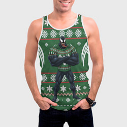 Майка-безрукавка мужская Веном в вязаном свитере - новый год, цвет: 3D-белый — фото 2