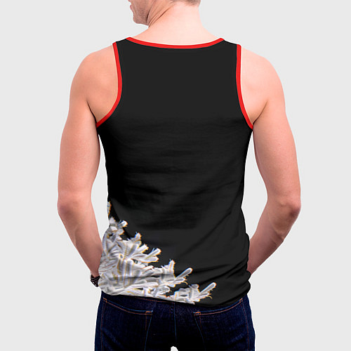 Мужская майка без рукавов Новогодняя лошадь в круглых очках / 3D-Красный – фото 4