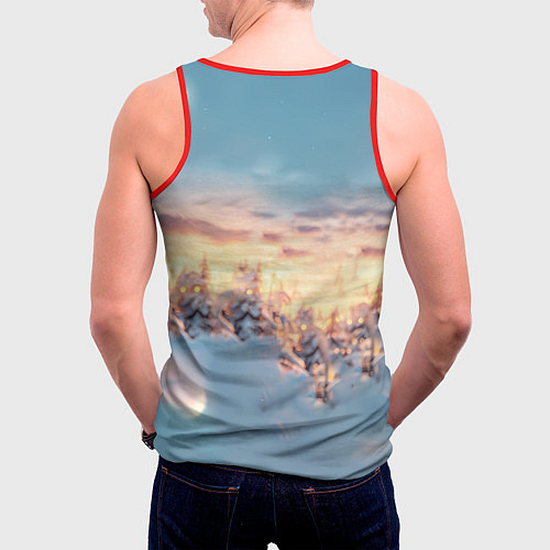 Мужская майка без рукавов Счастливая новогодняя лошадь / 3D-Красный – фото 4