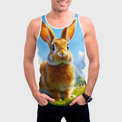 Майка-безрукавка мужская Солнечный кролик на лугу, цвет: 3D-белый — фото 2