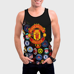 Майка-безрукавка мужская Манчестер логотипы команд, цвет: 3D-черный — фото 2