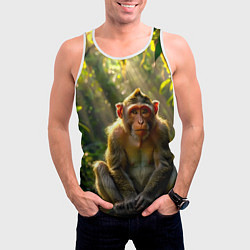 Майка-безрукавка мужская Лесная обезьянка, цвет: 3D-белый — фото 2