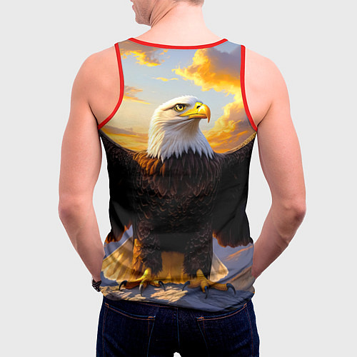 Мужская майка без рукавов Белоголовый орлан владыка небес / 3D-Красный – фото 4