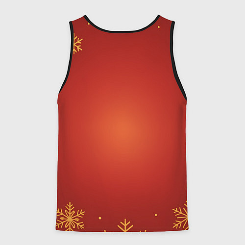 Мужская майка без рукавов Новогодняя лошадка 2026 на красном фоне / 3D-Черный – фото 2