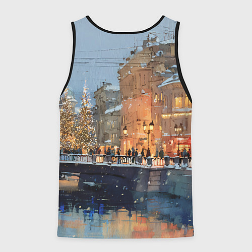 Мужская майка без рукавов Снежный вечер в Питере / 3D-Черный – фото 2