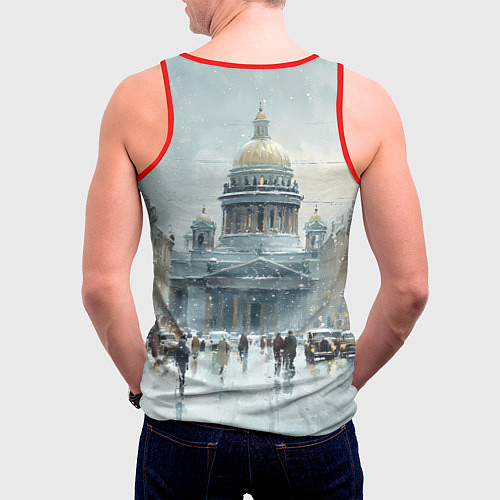 Мужская майка без рукавов Санкт-Петербург зимний пейзаж / 3D-Красный – фото 4