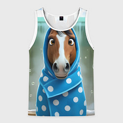 Майка-безрукавка мужская Конь в полотенце, цвет: 3D-белый