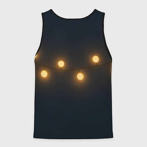 Мужская майка без рукавов Санта чиллит под пальмой / 3D-Черный – фото 2