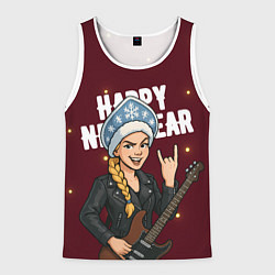 Майка-безрукавка мужская Снегурочка рокерша, цвет: 3D-белый