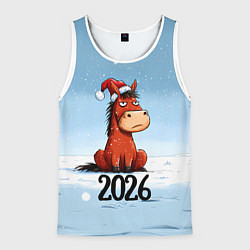 Майка-безрукавка мужская Сердитая лошадка 2026, цвет: 3D-белый