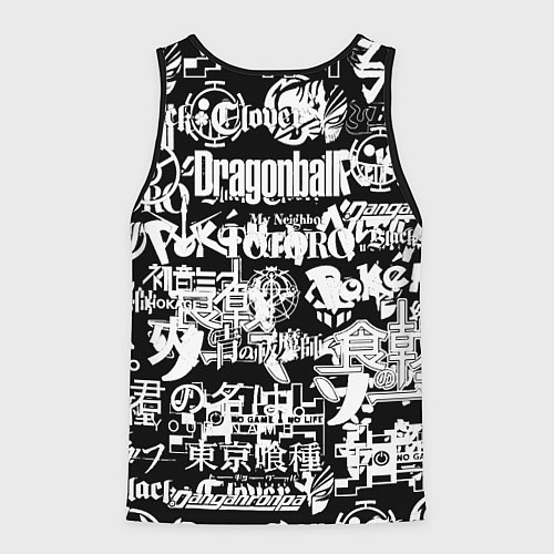 Мужская майка без рукавов Ювентус аниме черно белые надписи / 3D-Черный – фото 2