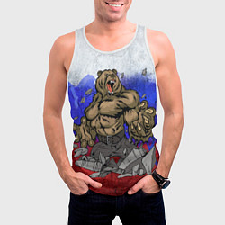 Майка-безрукавка мужская Русский медведь, цвет: 3D-белый — фото 2
