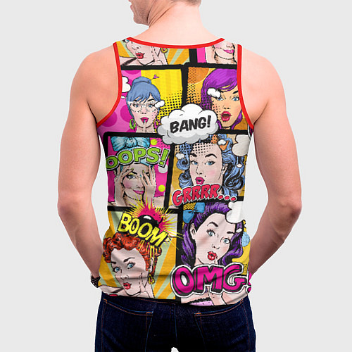 Мужская майка без рукавов POP ART / 3D-Красный – фото 4