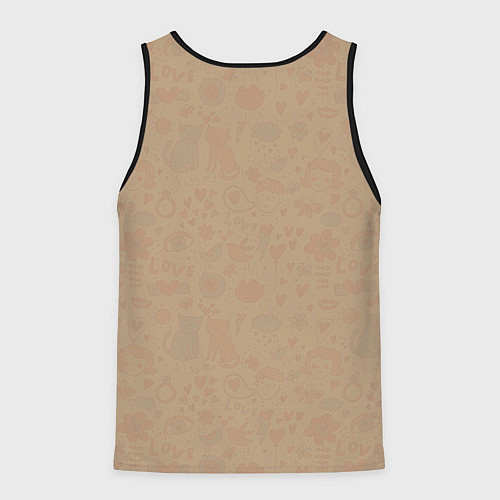 Мужская майка без рукавов Влюбленные котики / 3D-Черный – фото 2