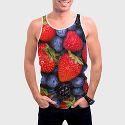Майка-безрукавка мужская Berries, цвет: 3D-белый — фото 2