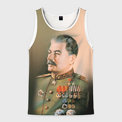 Майка-безрукавка мужская Иосиф Сталин, цвет: 3D-белый