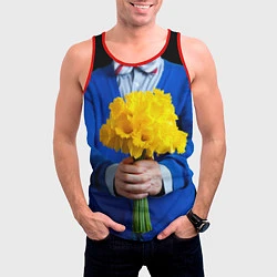 Майка-безрукавка мужская Цветы в руках, цвет: 3D-красный — фото 2