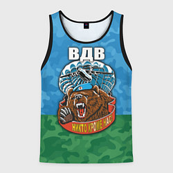 Майка-безрукавка мужская ВДВ медведь - никто кроме нас, цвет: 3D-черный