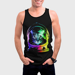 Майка-безрукавка мужская Кот космонавт, цвет: 3D-черный — фото 2