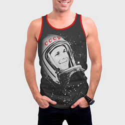 Майка-безрукавка мужская Гагарин в космосе, цвет: 3D-красный — фото 2