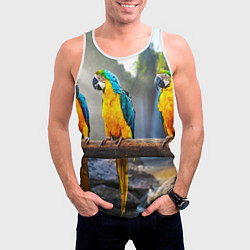 Майка-безрукавка мужская Экзотические попугаи, цвет: 3D-белый — фото 2